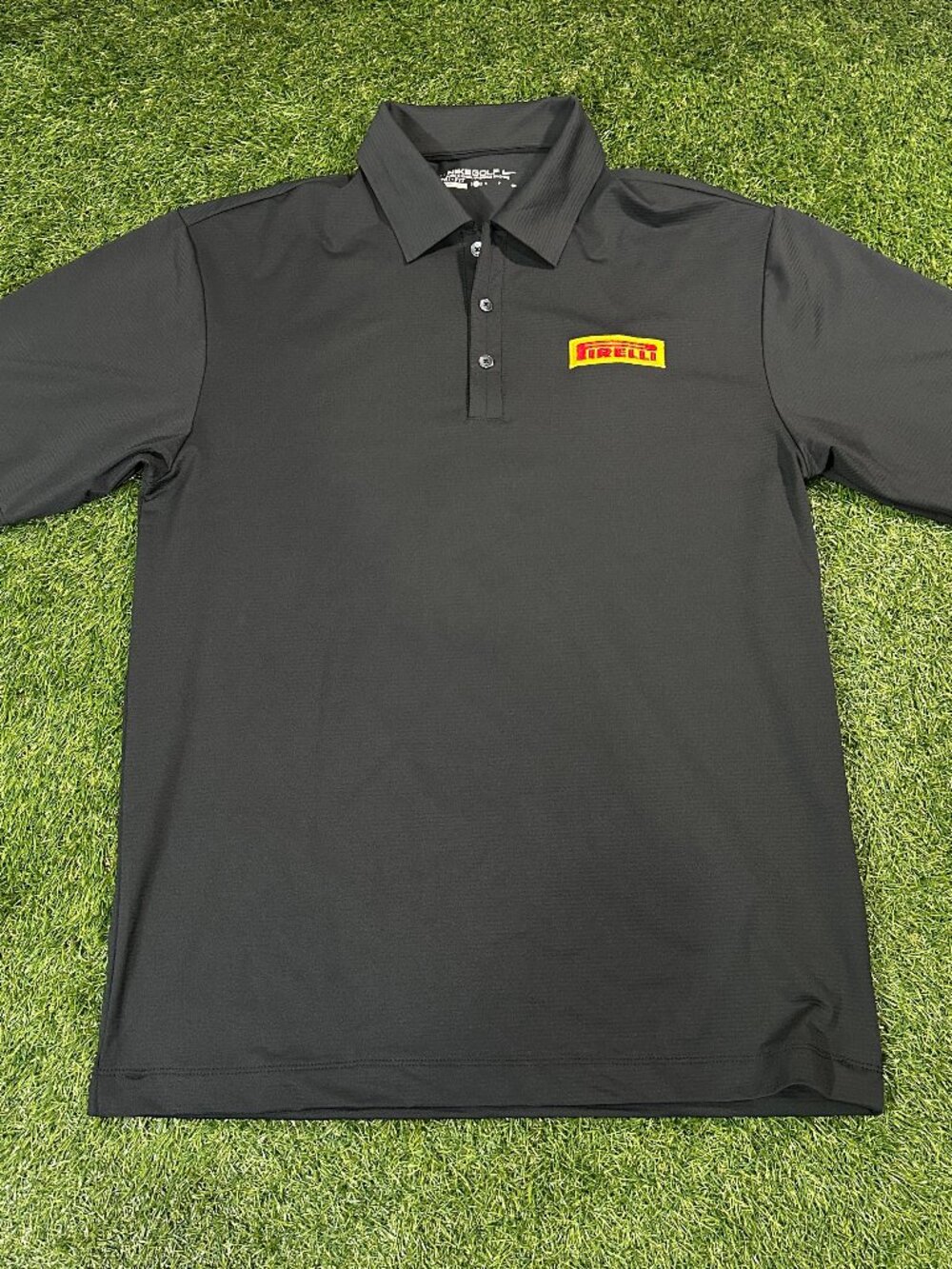 Nike Golf Pirelli Polo Shirt Mens Small S Black P Zero Racing Promo Dri Fit Tech